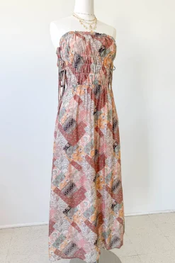 Patchwork Strapless Maxi Dress