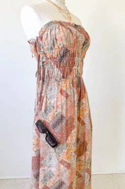 Patchwork Strapless Maxi Dress