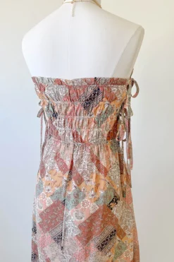 Patchwork Strapless Maxi Dress