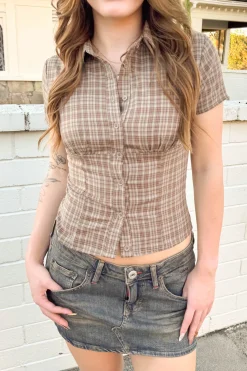 Plaid Collared Top