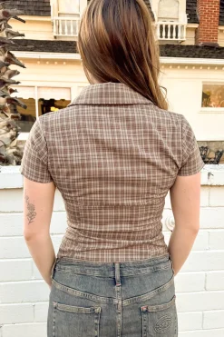 Plaid Collared Top