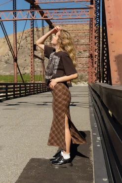 Plaid Midi Skirt