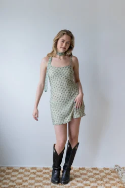 Plaid Mini Dress with Scarf