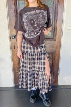 Plaid Tiered Maxi Skirt