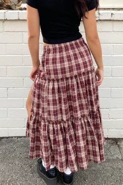 Plaid Tiered Maxi Skirt