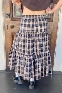 Plaid Tiered Maxi Skirt