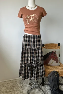 Plaid Tiered Maxi Skirt