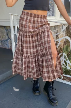 Plaid Tiered Maxi Skirt