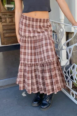 Plaid Tiered Maxi Skirt