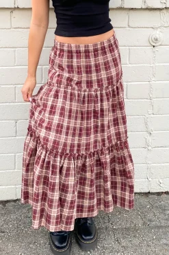 Plaid Tiered Maxi Skirt