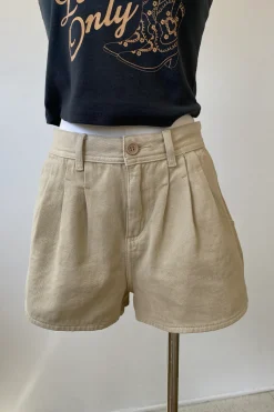 Pleated Denim Shorts by For Good