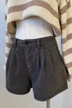 Pleated Denim Shorts by For Good