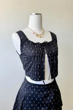 Pleated Floral Corset Top