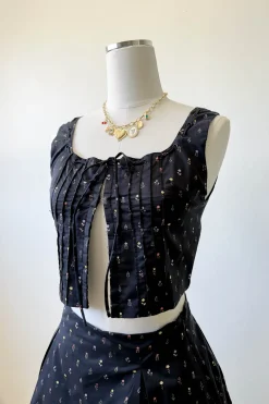 Pleated Floral Corset Top