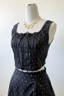 Pleated Floral Corset Top