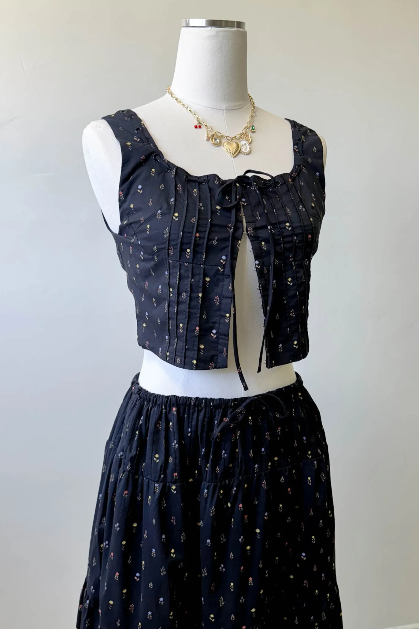 Pleated Floral Corset Top