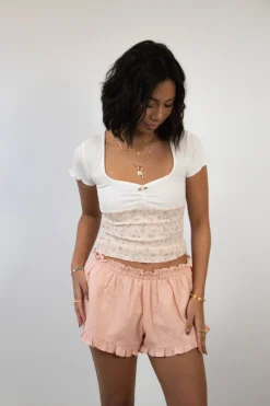 Pointelle & Stretch Lace Top