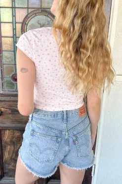 Pointelle Short Sleeve Top