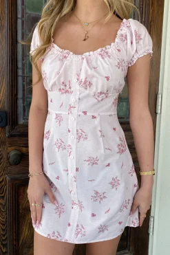 Puff Sleeve Button Mini Dress