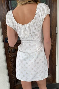 Puff Sleeve Button Mini Dress