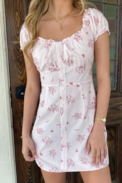 Puff Sleeve Button Mini Dress