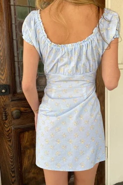 Puff Sleeve Button Mini Dress