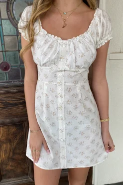 Puff Sleeve Button Mini Dress