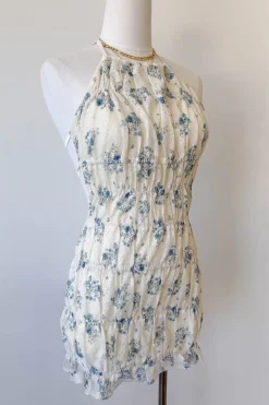 Ruched Floral Halter Dress