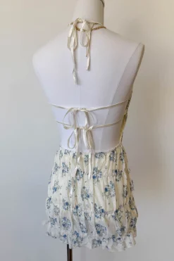 Ruched Floral Halter Dress
