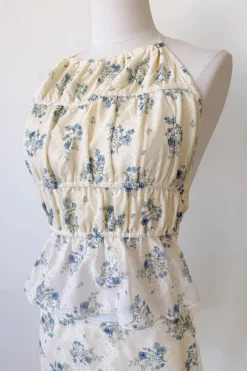 Ruched Floral Halter Top