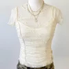 Ruched Stretch Lace Layering Top
