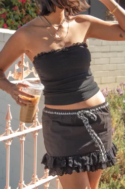 Ruffled Pointelle Tube Top
