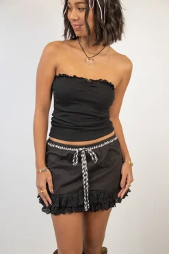 Ruffled Pointelle Tube Top