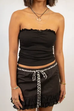 Ruffled Pointelle Tube Top