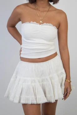 Ruffled Pointelle Tube Top