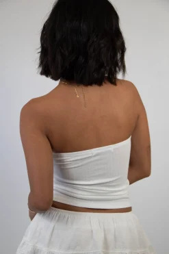 Ruffled Pointelle Tube Top