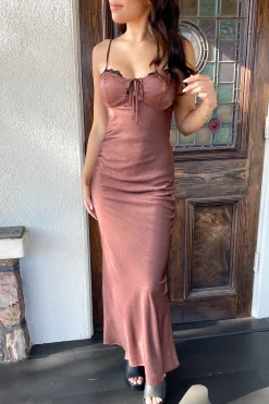 Satin Swiss Dot Maxi Dress