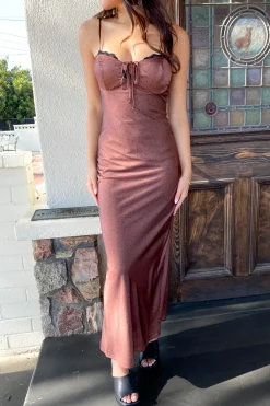 Satin Swiss Dot Maxi Dress