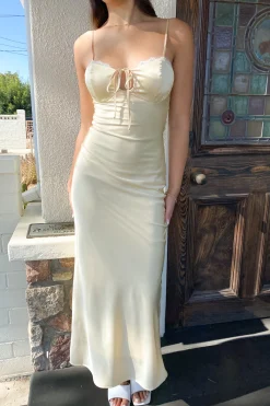 Satin Swiss Dot Maxi Dress