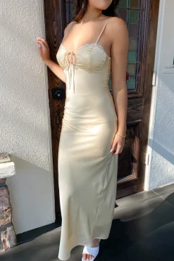 Satin Swiss Dot Maxi Dress