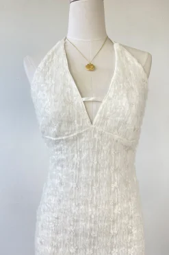 Sequined Stretch Lace Halter Dress