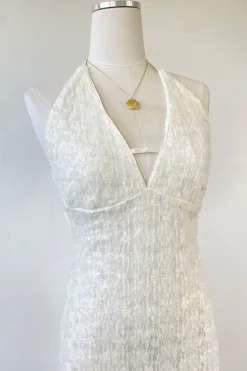 Sequined Stretch Lace Halter Dress
