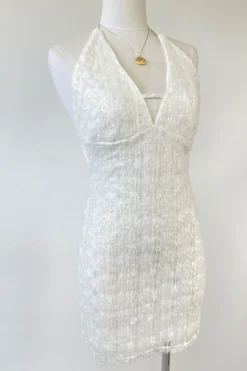 Sequined Stretch Lace Halter Dress