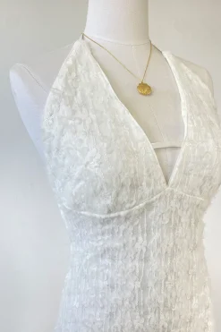 Sequined Stretch Lace Halter Dress
