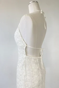 Sequined Stretch Lace Halter Dress