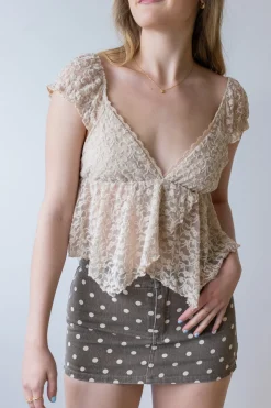 Sheer Lace Butterfly Top