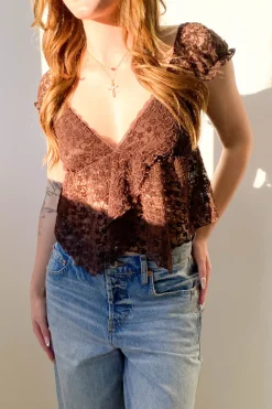 Sheer Lace Butterfly Top