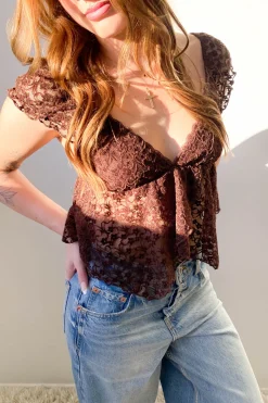 Sheer Lace Butterfly Top
