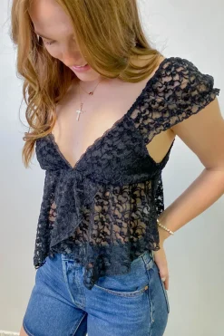 Sheer Lace Butterfly Top