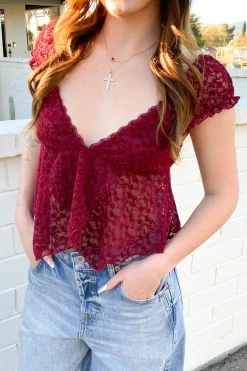 Sheer Lace Butterfly Top